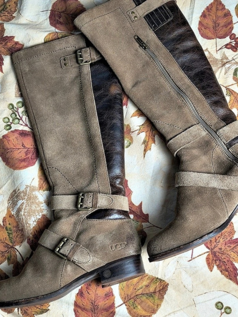 UGG Cydnee Suede Leather And Sherpa Tall Riding Boots